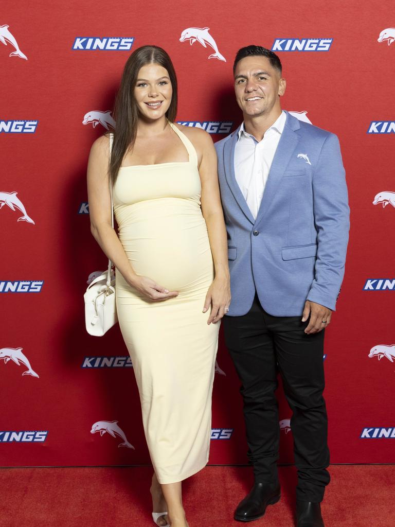 NRL Dolphins season launch at Portside Hamilton, Friday, February 28, 2025 – Kodi Nikorima with Bree Tobler Picture: Richard Walker