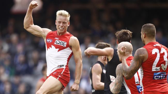 Isaac Heeney was dominant for the Swans against Carlton. Picture: AAP