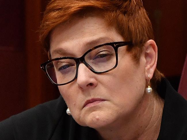 CANBERRA, AUSTRALIA - FEBRUARY 22: Senator Marise Payne during Question Time in the Senate on February 22, 2021 in Canberra, Australia.  The Coalition is under pressure after a third woman alleges she was sexually assaulted almost five years ago by the same former Morrison government adviser accused of the 2019 rape of a female colleague working for Senator ReynoldsÃ¢â¬â¢ office in Parliament House.  Disturbing allegations aired last week that a young political staffer, Brittany Higgins, was sexually assaulted on a couch whilst working for Senator Linda ReynoldsÃ¢â¬â¢ office in Parliament House in 2019.   Senator Reynolds has offered Ms Higgins an unreserved apology, but has not comprehensively answered a number of specific questions going to her knowledge of events and her actions in the aftermath. (Photo by Sam Mooy/Getty Images)