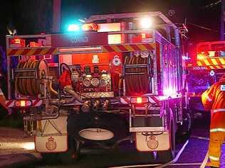 TRUCK CRASH: Fire crews were called to the New England Highway after a truck rollover last night. Picture: Contributed