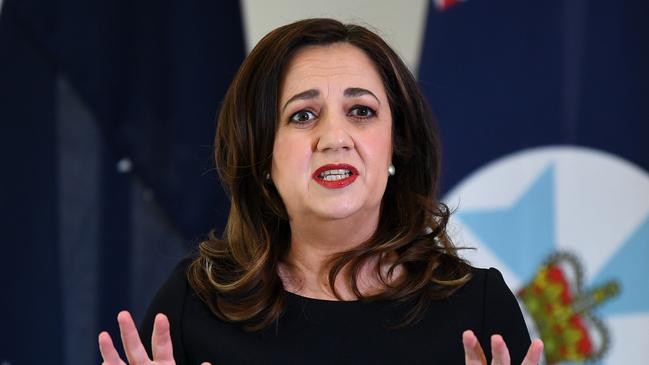 Premier Annastacia Palaszczuk at a media conference in Brisbane. Picture: NCA NewsWire / Dan Peled