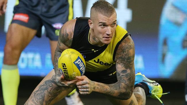 AFL Round 2. 28/03/2019. Richmond v Collingwood at the MCG.   Richmonds Dustin Martin  4th quarter     . Pic: Michael Klein.