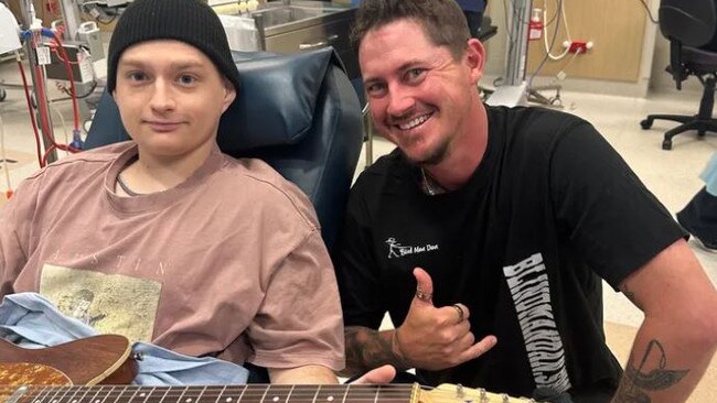 Daniel Reddicliffe visiting 18-year-old Cody who’s battling cancer in Townsville hospital. Picture: GoFundMe