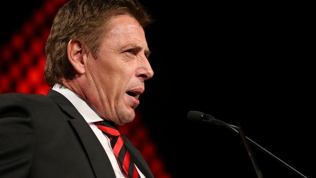 Mark Thompson speaks at Essendon's best and fairest night. Picture: Mark Stewart