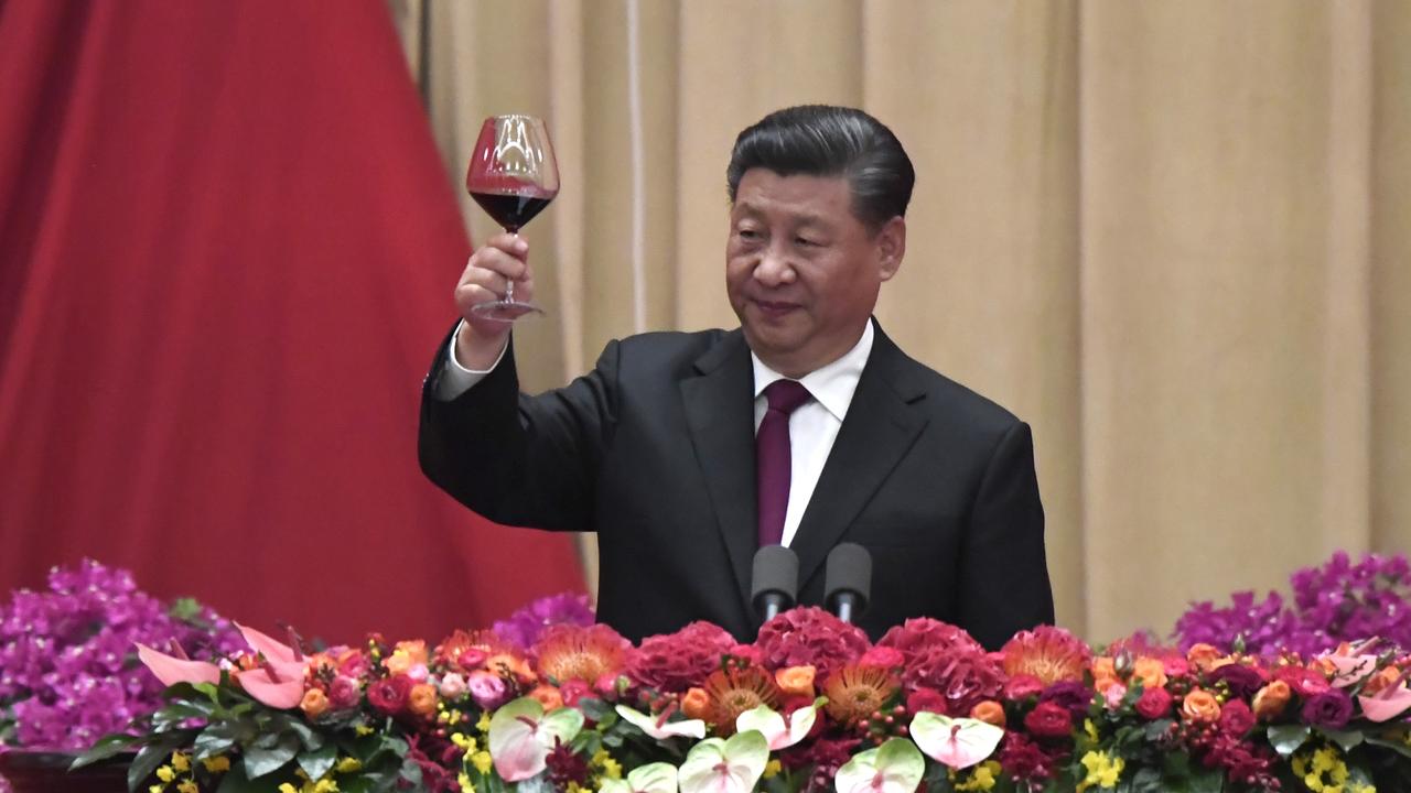 Chinese President Xi Jinping toasts guests during a banquet marking the 70th anniversary of the founding of the People's Republic of China on September 30, 2019 in Beijing, China. Picture: KYODO NEWS/Naohiko Hatta/Getty Images.