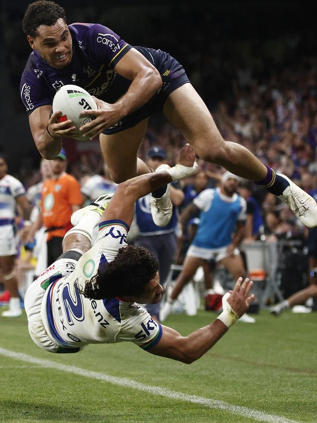 Xavier Coates’ stunning try is prominent in the commercial. Picture: Daniel Pockett/Getty Images