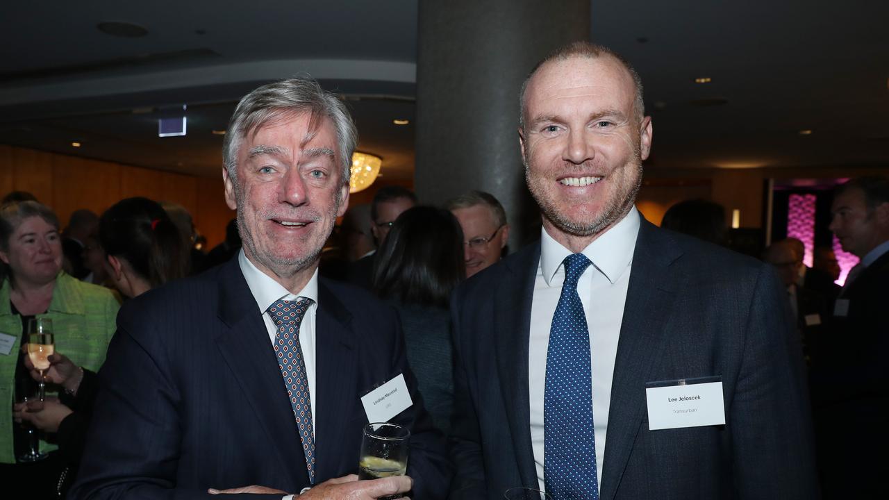 Westpac chair Lindsay Maxsted and Transurban’s Lee Jeloscek. Picture: John Feder