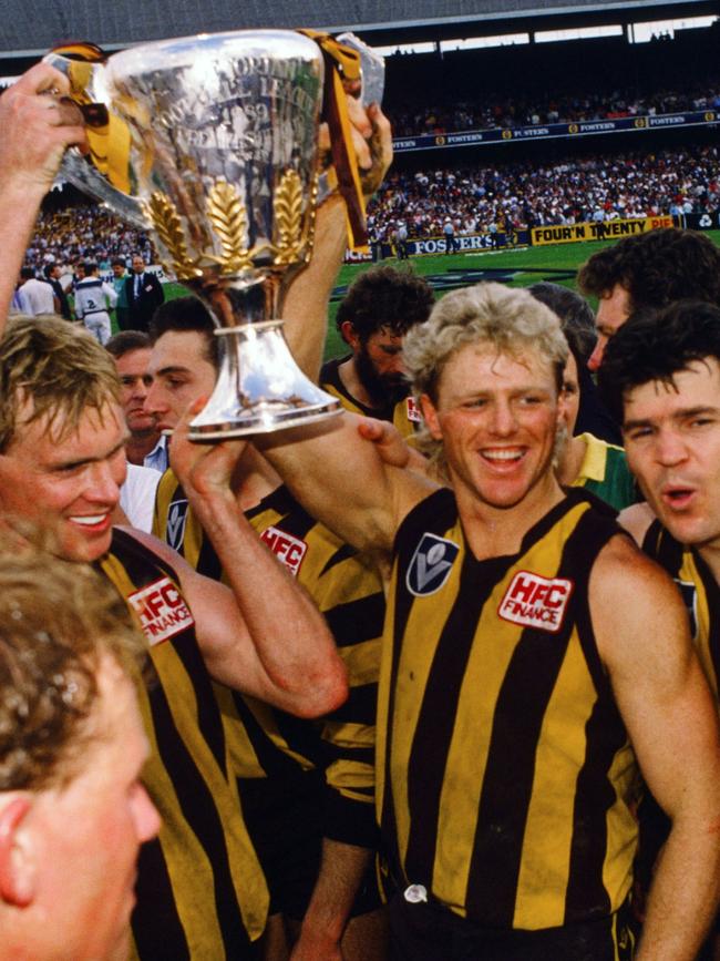Brereton and his teammates celebrate winning the 1988 Grand Final.