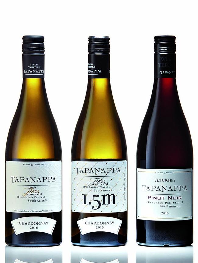 TWAM-20170701  EMBARGO FOR TWAM 1 JULY 2017NO REUSE WITHOUT PERMISSION2016 Tapanappa Tiers Vineyard Piccadilly Valley Chardonnay2015 Tapanappa Tiers Vineyard 1.5m Piccadilly Valley Chardonnay2015 Tapanappa Fleurieu Peninsula Pinot Noir