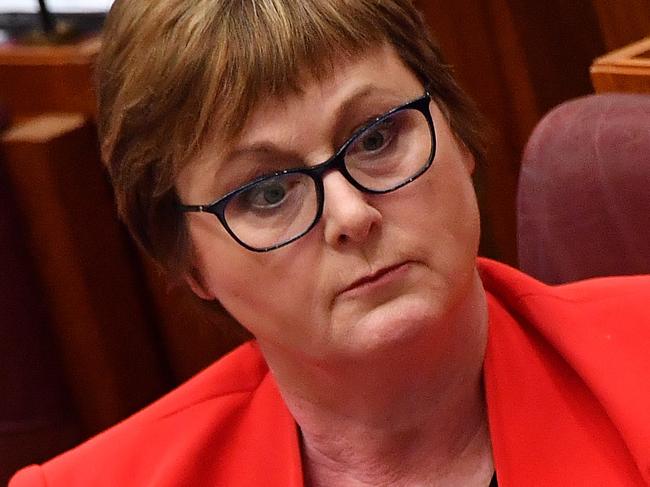 CANBERRA, AUSTRALIA - FEBRUARY 22: Senator Linda Reynolds during Question Time in the Senate on February 22, 2021 in Canberra, Australia.  The Coalition is under pressure after a third woman alleges she was sexually assaulted almost five years ago by the same former Morrison government adviser accused of the 2019 rape of a female colleague working for Senator ReynoldsÃ¢â¬â¢ office in Parliament House.  Disturbing allegations aired last week that a young political staffer, Brittany Higgins, was sexually assaulted on a couch whilst working for Senator Linda ReynoldsÃ¢â¬â¢ office in Parliament House in 2019.   Senator Reynolds has offered Ms Higgins an unreserved apology, but has not comprehensively answered a number of specific questions going to her knowledge of events and her actions in the aftermath. (Photo by Sam Mooy/Getty Images)