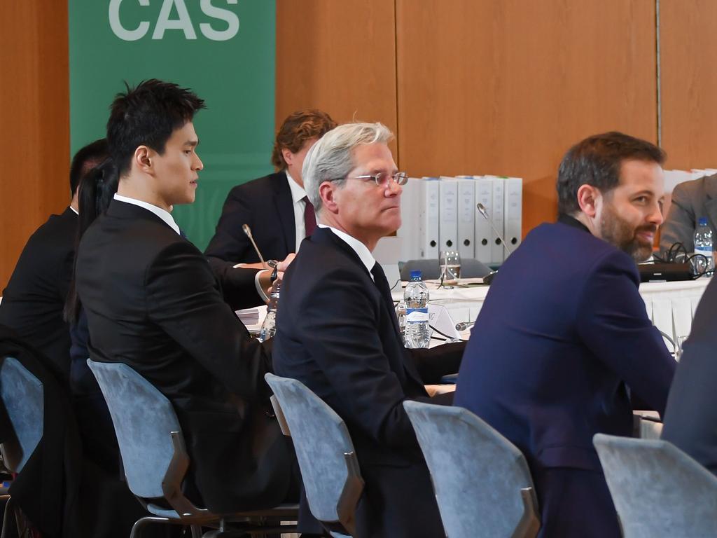 China's swimming star Sun Yang at the CAS hearing in Switzerland.