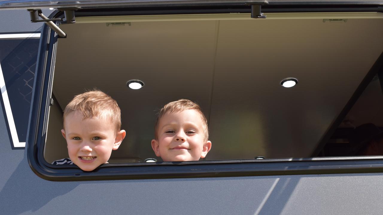 Hunter and Lucas headed to the expo on Saturday to find their perfect caravan. Photo: Lucy Rutherford