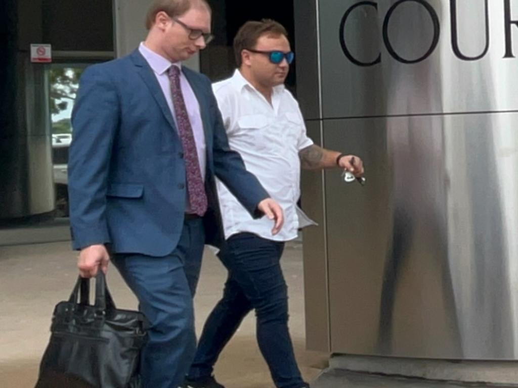 Keith Tarapipipi-Kippenberger (right) leaving the Southport courthouse beside lawyer Clancy Robba. Picture: Jessica Paul