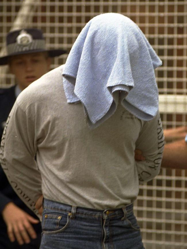 28 Apr 2000 - 28yr old Dalby man James (Jason) Charles Buckley arrives at court to face multiple sexual offence charges in the Toowoomba Magistrate Court. Pic: David/Martinelli.