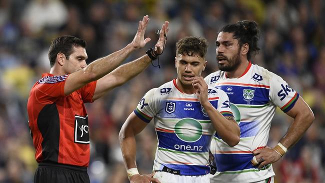 That’s not a sin bin offence. Photo by Ian Hitchcock/Getty Images