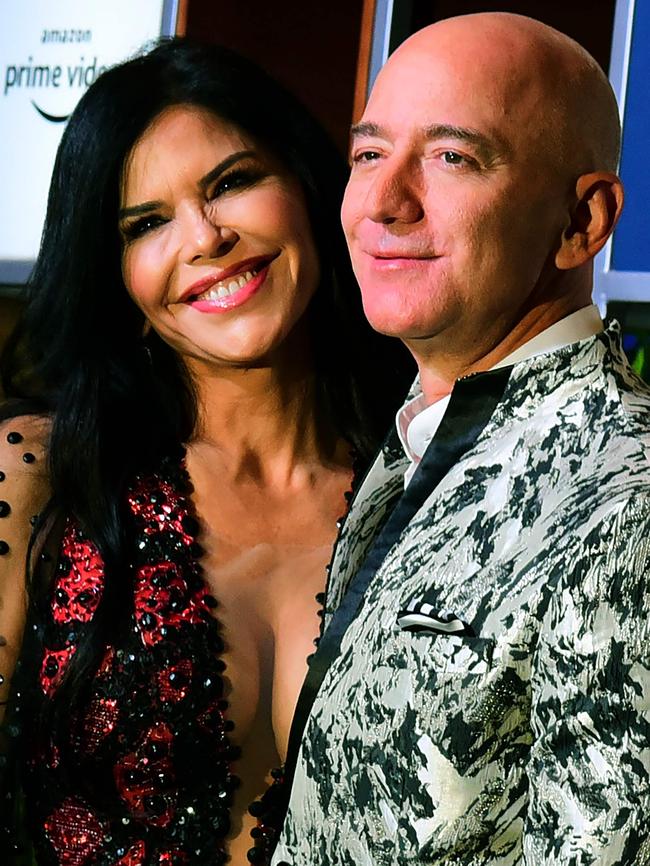 CEO of Amazon Jeff Bezos and his girlfriend Lauren Sanchez. Picture: AFP