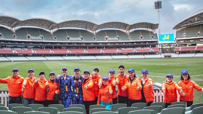 Preparing for an Adelaide Oval roof climb.