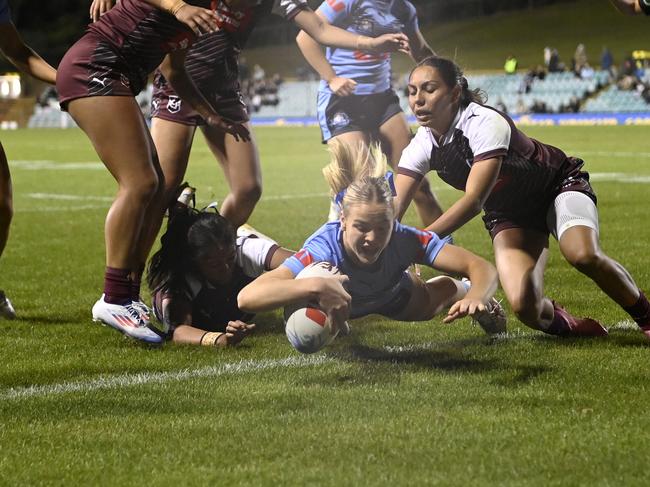 Kasey Reh opens the scoring for NSW. Picture: NRL Photos/Gregg Porteous