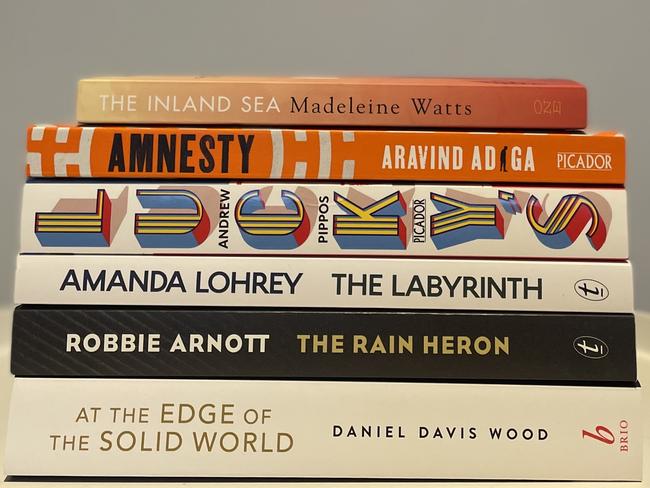 Book pile - Miles Franklin Literary Award 2021 shortlisted books