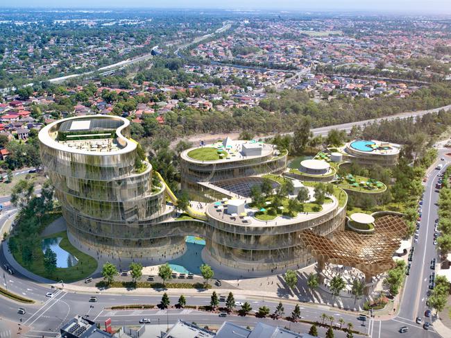 An artist's impression of Mulpha’s proposed Norwest smart city.