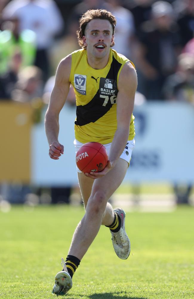 Richmond VFL defender Tom McCarthy has emerged as a potential early pick in this month’s mid-season draft. Picture: Rob Lawson/AFL Photos