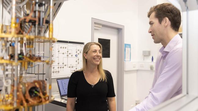 Petra Andren, CEO of Quantum Australia, with Dr John Bartholomew – USYD quantum physicist. Picture: Fiona Wolf