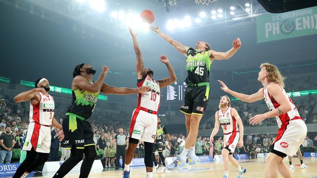 The crowd was a touch thin for the Phoenix’s first home NBL postseason game. Picture: Getty Images