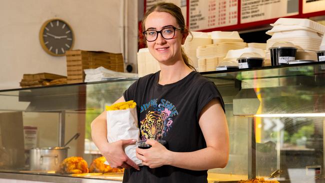 Rachel Hassan, owner of A Mount Barker takeaway shop has snapped back at a customer who left a bad review claiming its $18 'family sized chips' could only feed 2 people. (The Advertiser/ Morgan Sette)