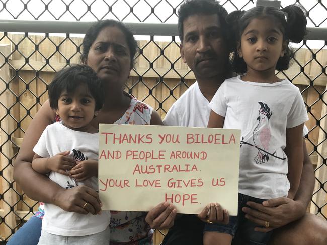 Tamil asylum seekers Nades with wife Priya and their Queensland-born daughters Tharunicaa and Kopika.