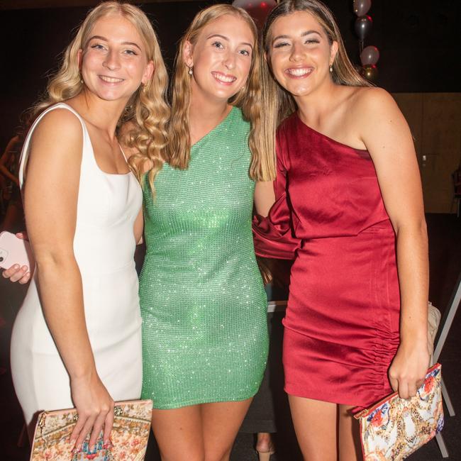 Melayna Zeglio, Demi Walker and Eden Falconer from St Patrick's College at the 2022 30th year Mocktail. Picture: Michaela Harlow
