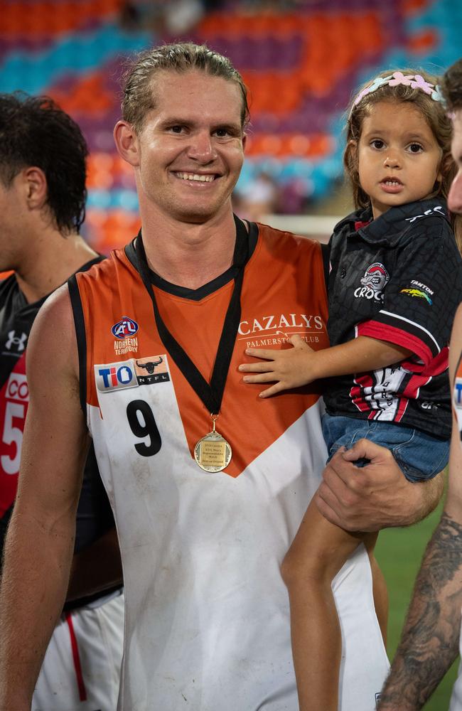 Jed Anderson starred for the NTFL Buffaloes' mens side against the Essendon Bombers. Picture: Pema Tamang Pakhrin