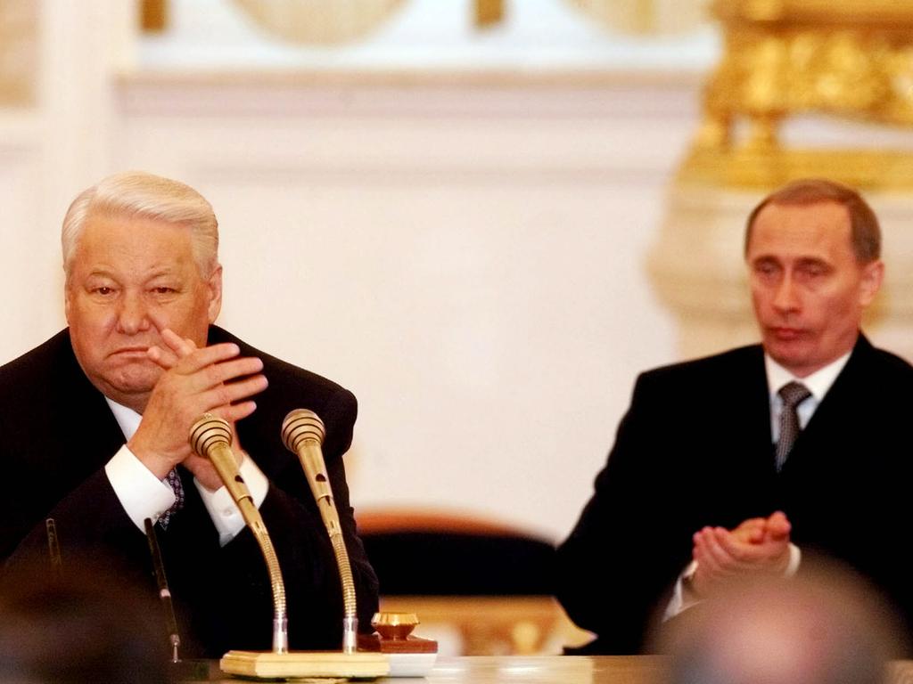 Boris Yeltsin and Vladimir Putin in 1999. Picture: AP