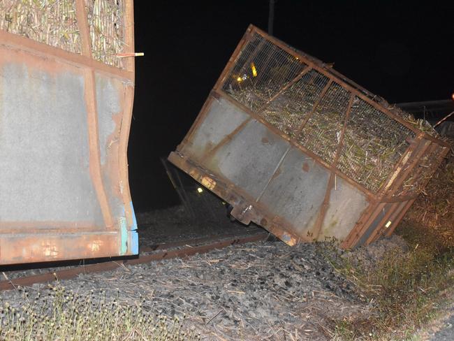 Cane train crash on Cowleys Rd, Racecourse, September 16 2021. Picture: Lillian Watkins