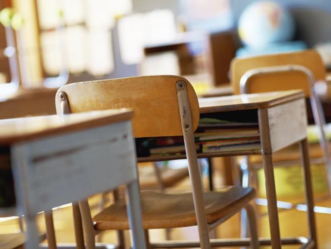 Empty classroom with no students