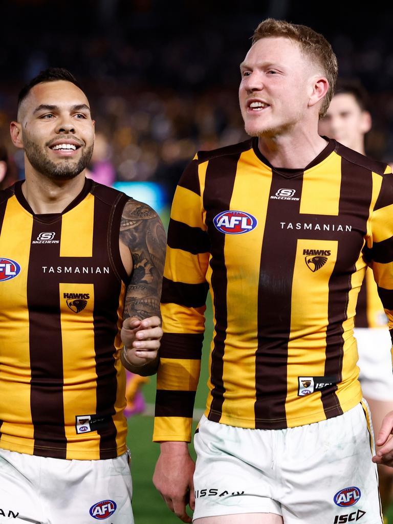 James Sicily was less than impressed. Picture: Michael Willson/AFL Photos via Getty Images