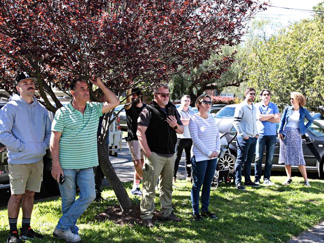 Large crowds gather at 24 Stanley St, Tempe which was sold at auction at on the 12th of September. PICTURE: Adam Yip