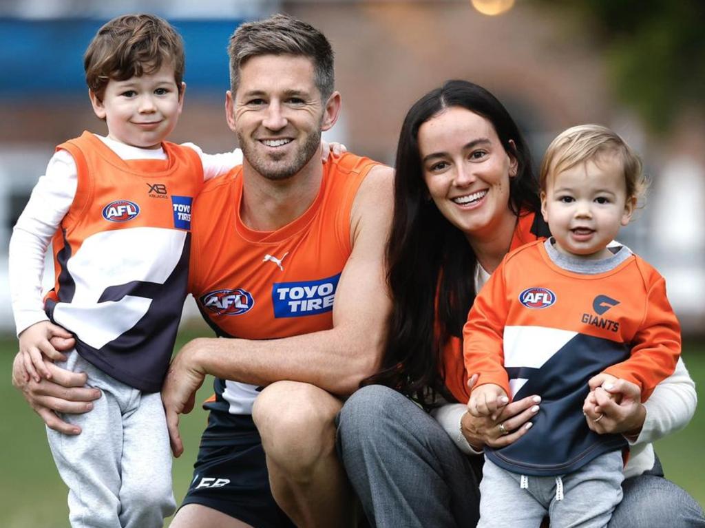 Callan Ward with his family, wife Ruby and sons Romeo and Ralfie. Picture: Phil Hillyard