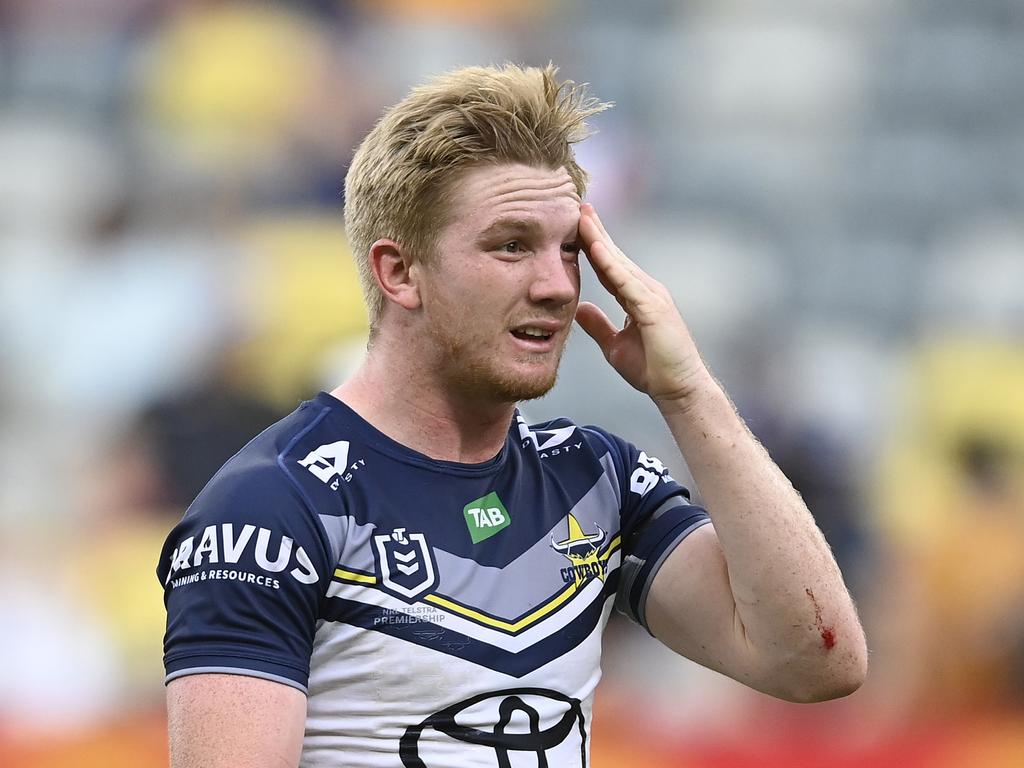 Cowboys five-eighth Tom Dearden is not expected to call on his future until the near year. Picture: Ian Hitchcock/Getty Images