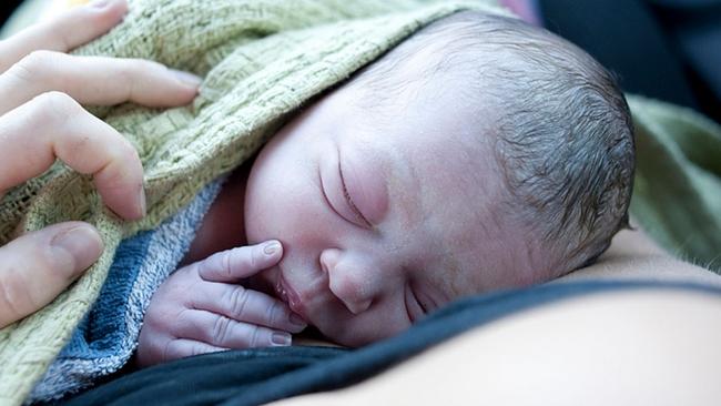 Baby Matilda shortly after her birth. Picture: Thebirthstory.com.au