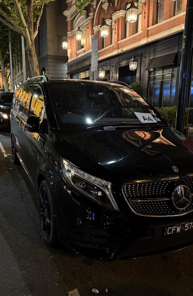 Drake’s vehicles outside Maison Batard on Bourke St.