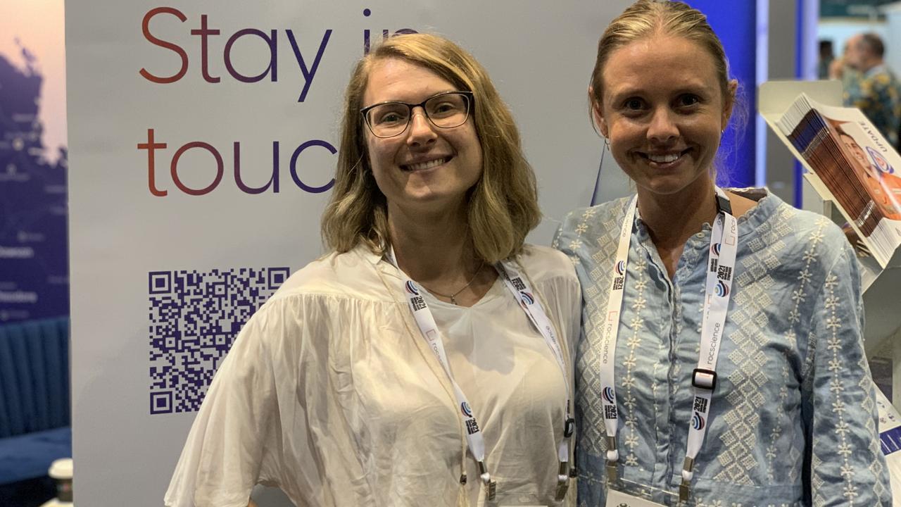 Annalisa Hochmuth (left) and Chloe Evans at the Bowen Basin Symposium. Picture: Duncan Evans