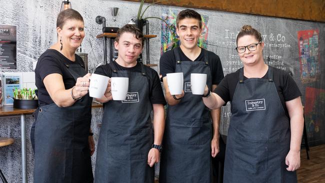 The team at Industry and Co at Margate. The cafe is run by ROPE Redcliffe. Picture: Dominika Lis