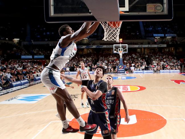 Melbourne United’s German Next Star Ariel Hukporti has been huge for the league leaders. Picture: Kelly Barnes/Getty Images