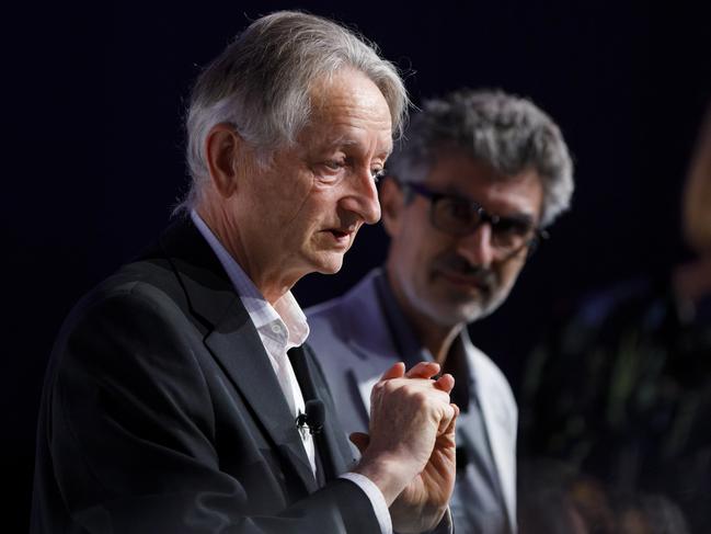 Geoffrey Hinton, chief scientific adviser at the Vector Institute, speaks during The International Economic Forum of the Americas (IEFA) Toronto Global Forum in Toronto, Ontario, Canada, on Thursday, Sept. 5, 2019. The Toronto Global Forum is a non-profit organization fostering dialogue on national and global issues that brings together heads of states, central bank governors, ministers and global economic decision makers. Photographer: Cole Burston/Bloomberg via Getty Images