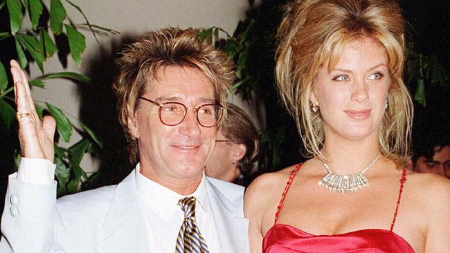 Rachel Hunter with her former husband Rod Stewart in 1996. Picture: Supplied