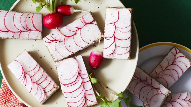 Anchovy aioli and radish on rye. Picture: Guy Bailey