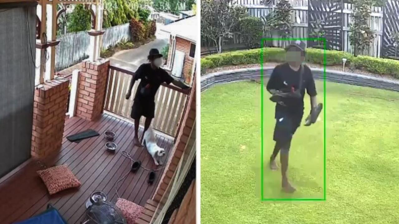 CCTV footage shows a teenage boy hopping the fence moments before he stole a car from a home in Aitkenvale early on Sunday morning.