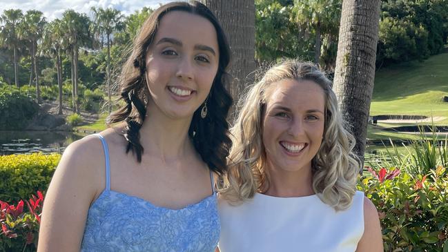 Year 12 coordinator Kayla McIntosh with student Hannah Phoonie at the Woolgoolga High School formal. Picture: Matt Gazy