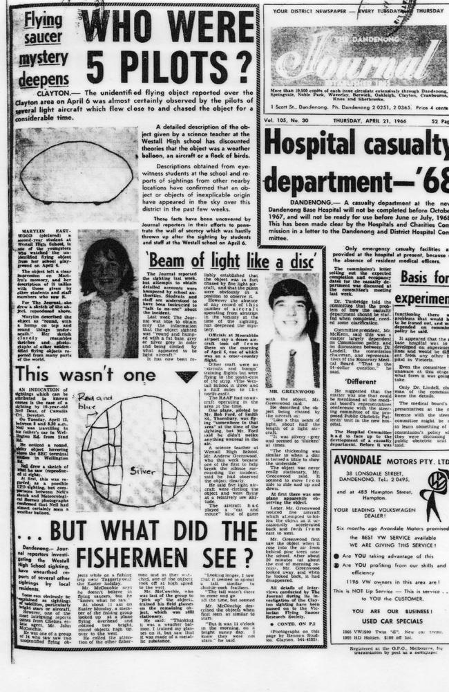 One of the few newspaper reports on the Westall sighting. Picture: Supplied