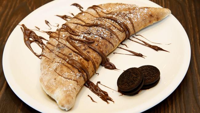 Nutella calzone with Oreos from the Nutella Easter menu at Salt Meats Cheese in Drummoyne. Picture: John Appleyard